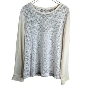 Equipment Femme Top Blouse White Large Floral Eyelet Sheer Capsule Preppy Luxury